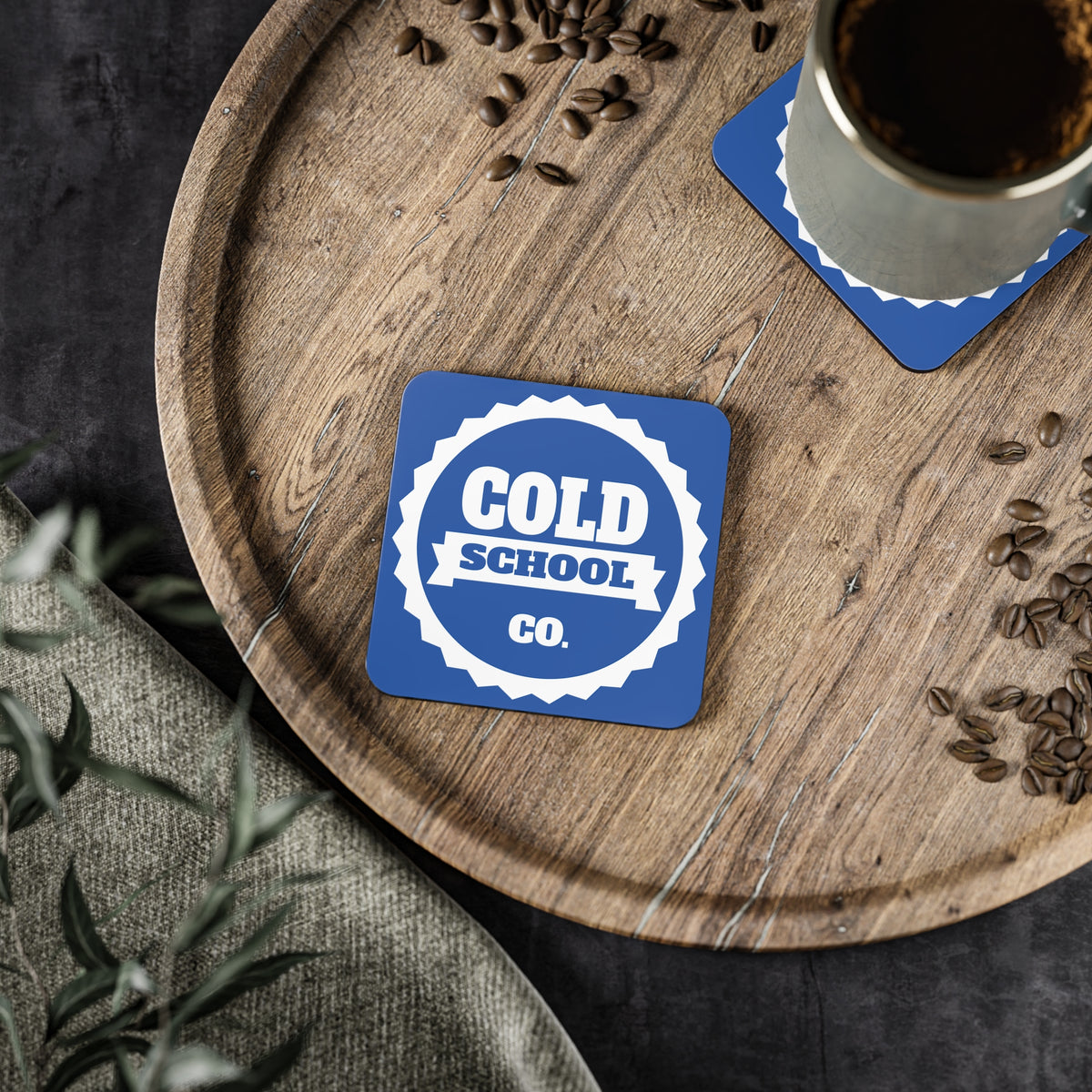 Cork-Backed Coasters | Cobalt