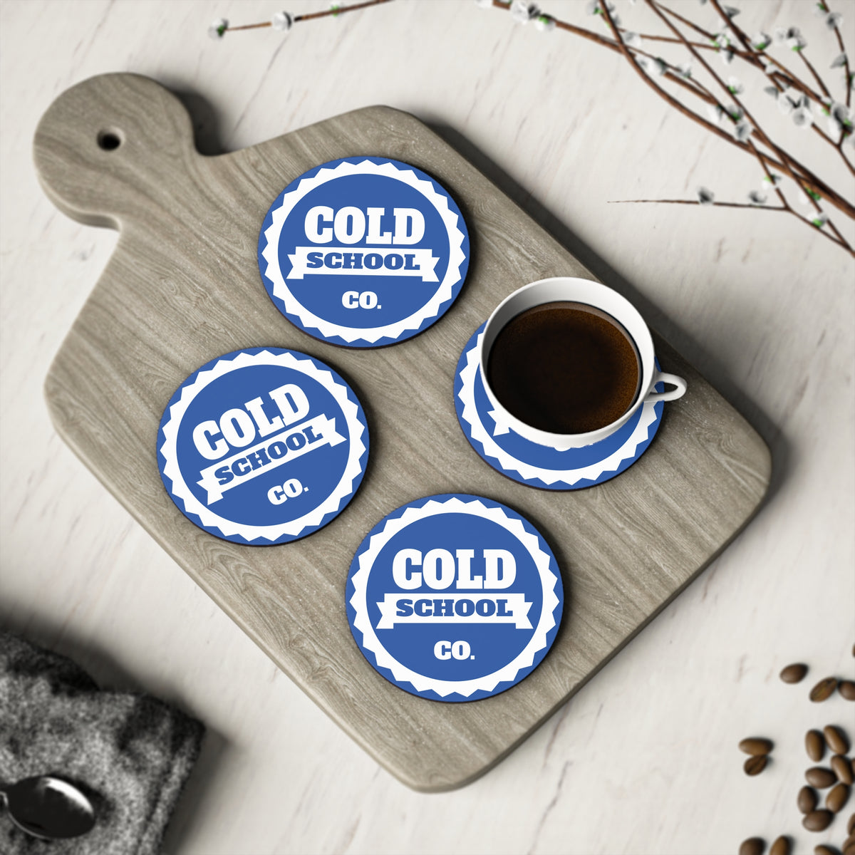 Cork-Backed Coasters | Cobalt